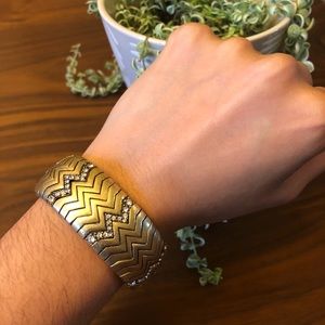 J Crew gold and rhinestone chevron bracelet